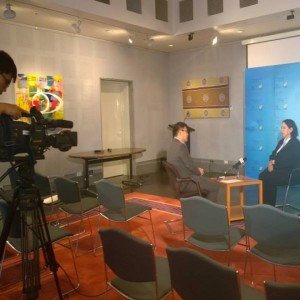 Doing a TV interview in Beijing       
